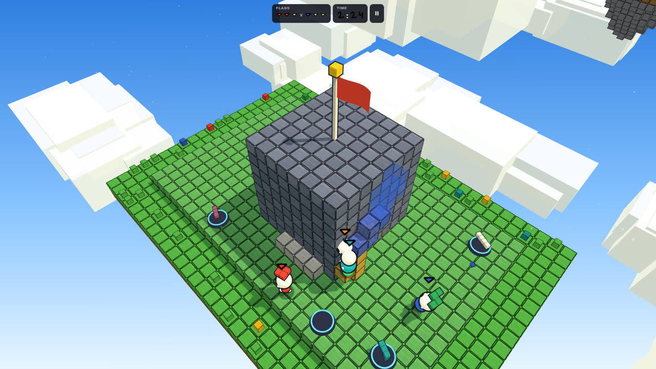 Race: two teams build stairs up the cube